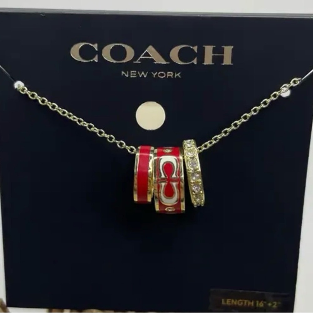 Coach Women's Necklace with Red and Gold Accents